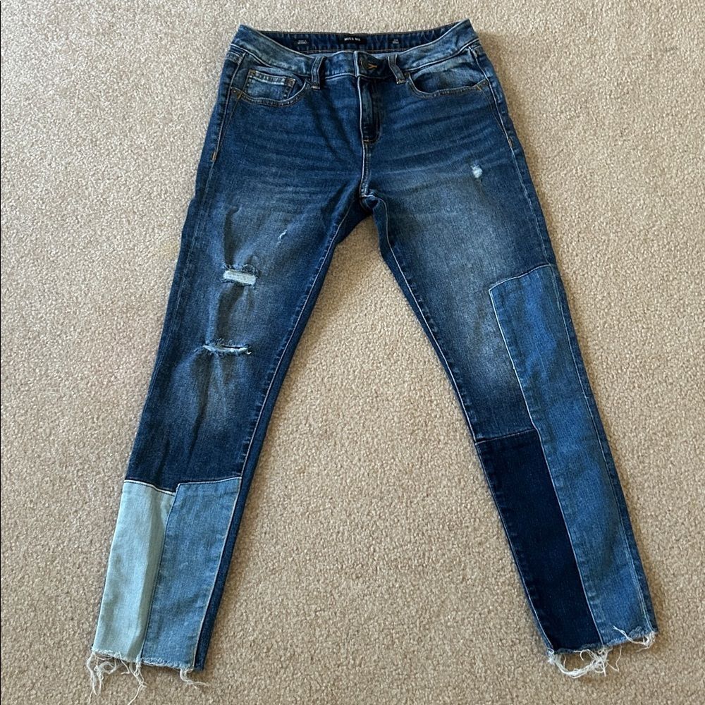 Miss Me Jeans Straight Leg  Patchwork Size 28